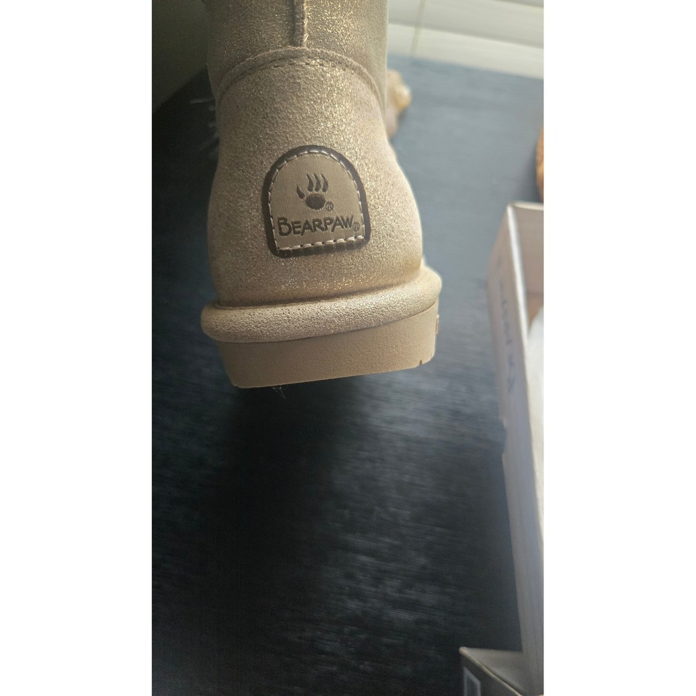 Bearpaw Libby Metallic Suede Pom Pom Boots Women Size 9 - Picture 8 of 9